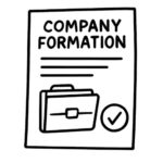 Symbol für Unternehmensgründung mit Dokument und Aktenkoffer