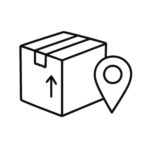 Versandpaket mit Standortmarker – Symbol für einen Firmenumzug